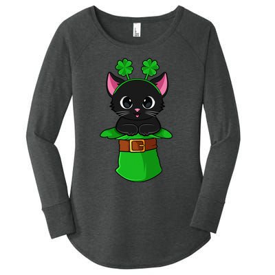 Lepurrchaun St. Patrick's Day Cat Leprechaun Shamrock Women's Perfect Tri Tunic Long Sleeve Shirt