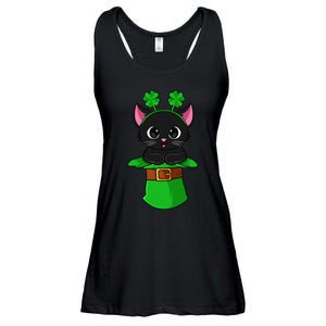 Lepurrchaun St. Patrick's Day Cat Leprechaun Shamrock Ladies Essential Flowy Tank