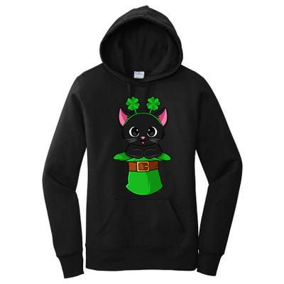 Lepurrchaun St. Patrick's Day Cat Leprechaun Shamrock Women's Pullover Hoodie