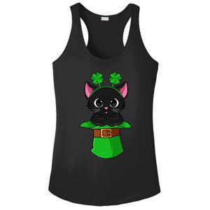 Lepurrchaun St. Patrick's Day Cat Leprechaun Shamrock Ladies PosiCharge Competitor Racerback Tank