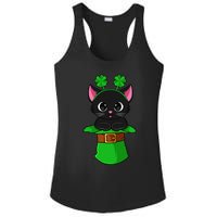 Lepurrchaun St. Patrick's Day Cat Leprechaun Shamrock Ladies PosiCharge Competitor Racerback Tank