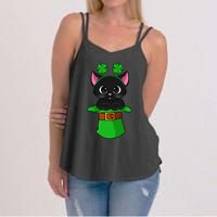 Lepurrchaun St. Patrick's Day Cat Leprechaun Shamrock Women's Strappy Tank