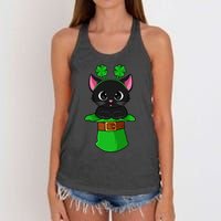 Lepurrchaun St. Patrick's Day Cat Leprechaun Shamrock Women's Knotted Racerback Tank