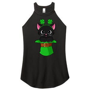 Lepurrchaun St. Patrick's Day Cat Leprechaun Shamrock Women's Perfect Tri Rocker Tank