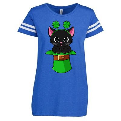 Lepurrchaun St. Patrick's Day Cat Leprechaun Shamrock Enza Ladies Jersey Football T-Shirt