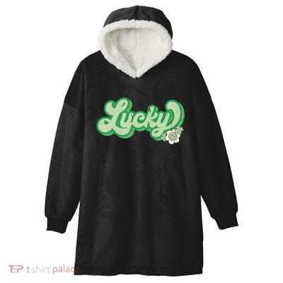 Lucky St PatrickS Day Retro Vintage Hooded Wearable Blanket