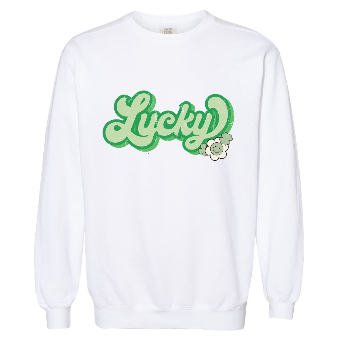 Lucky St PatrickS Day Retro Vintage Garment-Dyed Sweatshirt