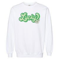 Lucky St PatrickS Day Retro Vintage Garment-Dyed Sweatshirt