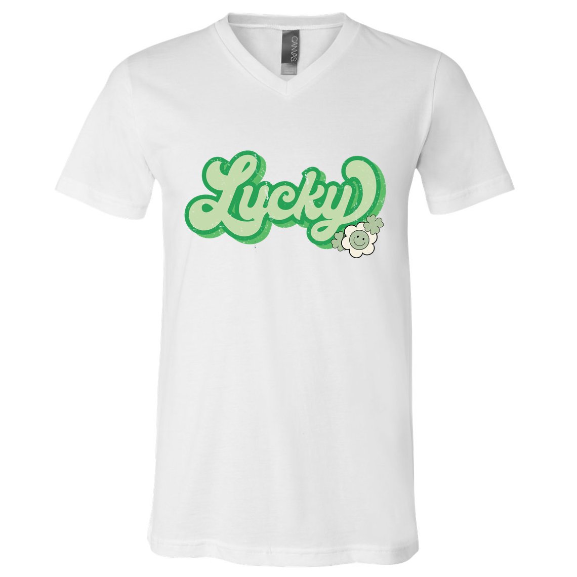Lucky St PatrickS Day Retro Vintage V-Neck T-Shirt