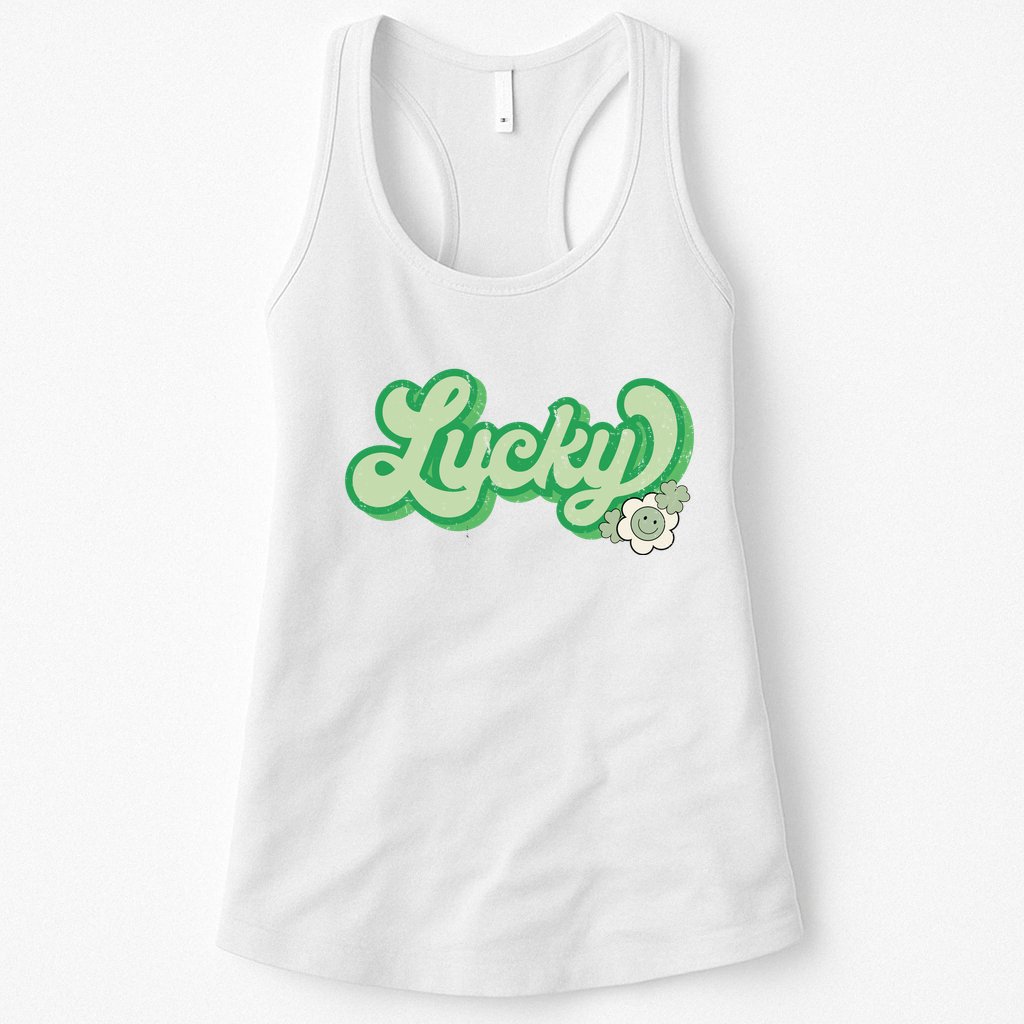 Lucky St PatrickS Day Retro Vintage Womens Tank Top