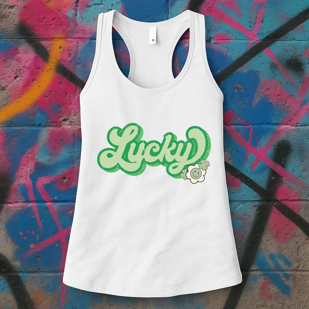 Lucky St PatrickS Day Retro Vintage Womens Tank Top