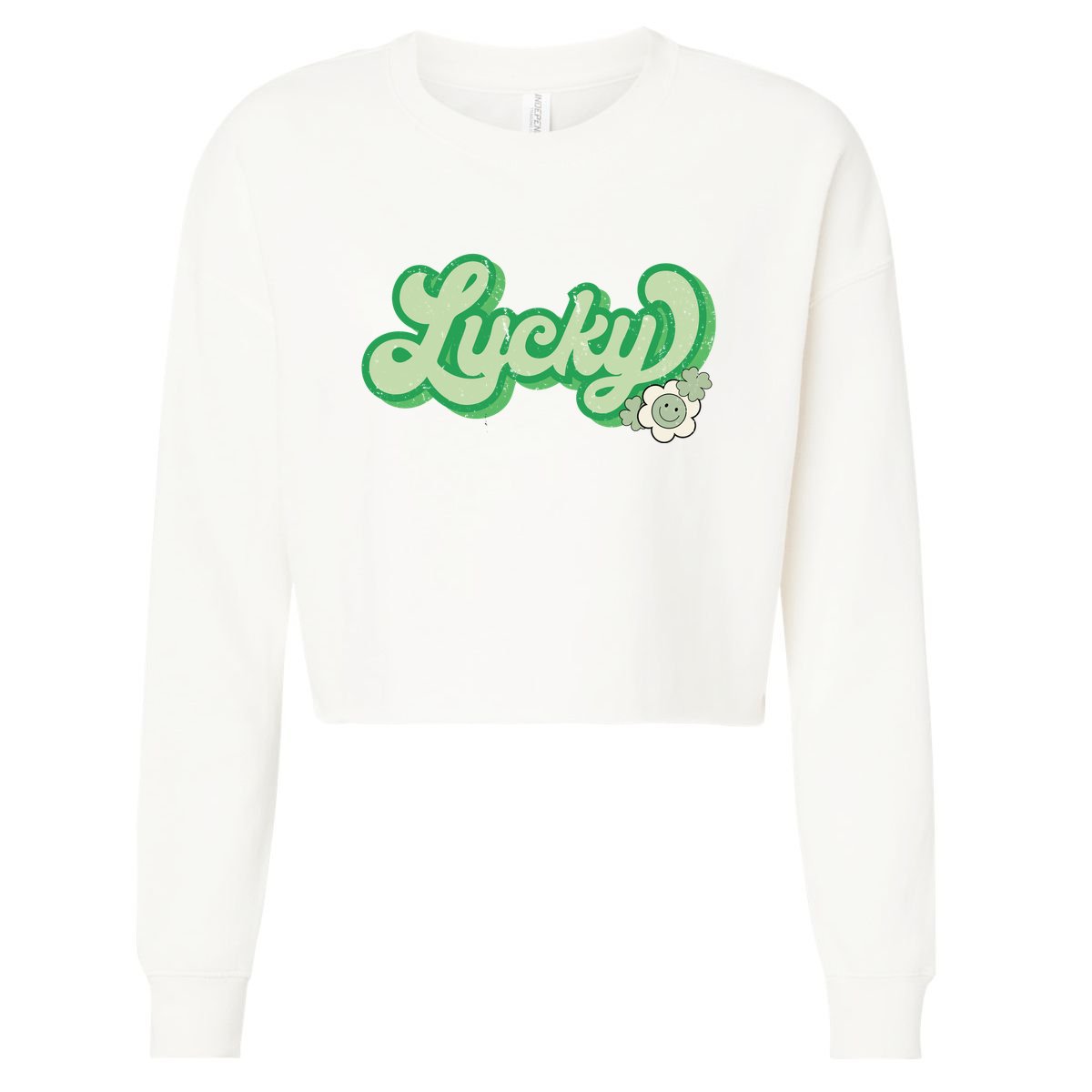Lucky St PatrickS Day Retro Vintage Cropped Pullover Crew