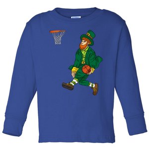 Leprechaun St Patricks Day Basketball Gift Toddler Long Sleeve Shirt