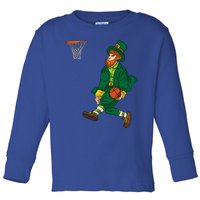 Leprechaun St Patricks Day Basketball Gift Toddler Long Sleeve Shirt