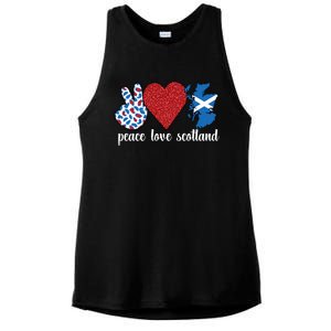 Love Scotland Proud Scottish Flag Scottish Roots Gift Ladies PosiCharge Tri-Blend Wicking Tank