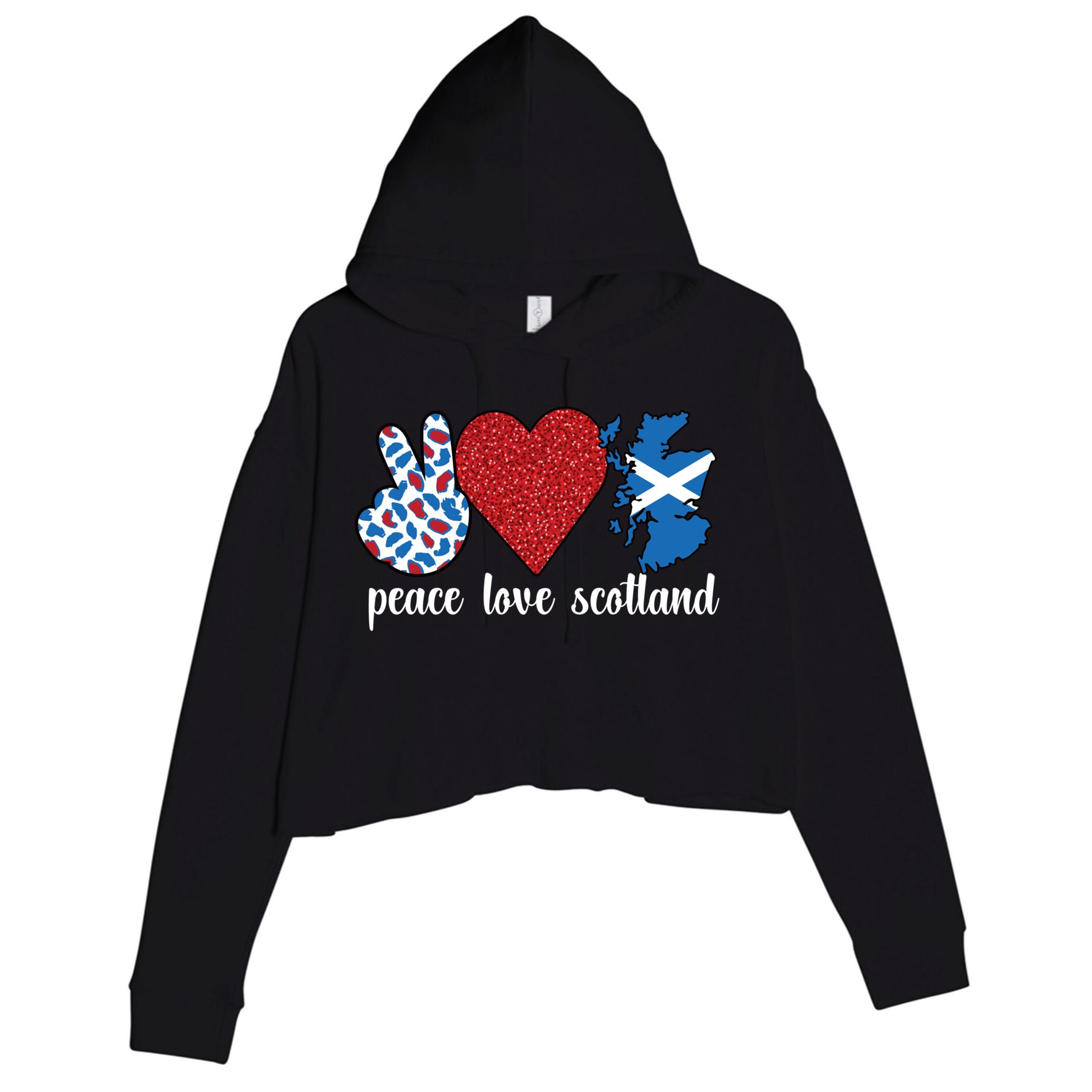 Love Scotland Proud Scottish Flag Scottish Roots Gift Crop Fleece Hoodie