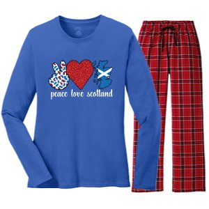 Love Scotland Proud Scottish Flag Scottish Roots Gift Women's Long Sleeve Flannel Pajama Set 