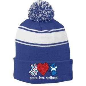 Love Scotland Proud Scottish Flag Scottish Roots Gift Stripe Pom Pom Beanie