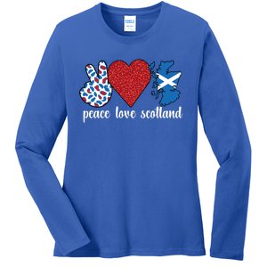 Love Scotland Proud Scottish Flag Scottish Roots Gift Ladies Long Sleeve Shirt