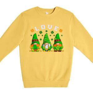 Love St Patrick's Day Irish Gnome Cute Gift Premium Crewneck Sweatshirt