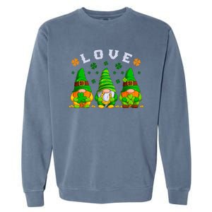 Love St Patrick's Day Irish Gnome Cute Gift Garment-Dyed Sweatshirt