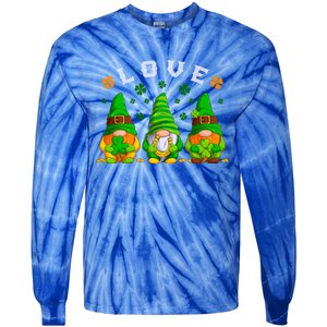 Love St Patrick's Day Irish Gnome Cute Gift Tie-Dye Long Sleeve Shirt