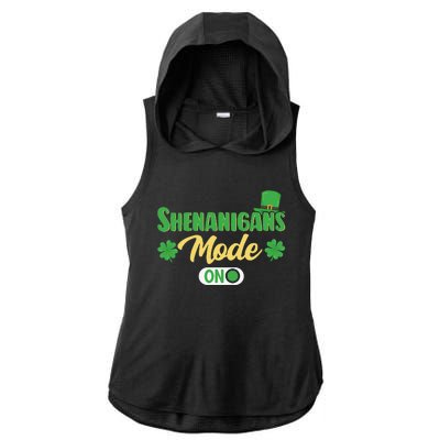 Leprechaun Saint Patrick's Day Funny Shenanigans Ladies PosiCharge Tri-Blend Wicking Draft Hoodie Tank