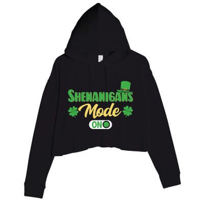 Leprechaun Saint Patrick's Day Funny Shenanigans Crop Fleece Hoodie