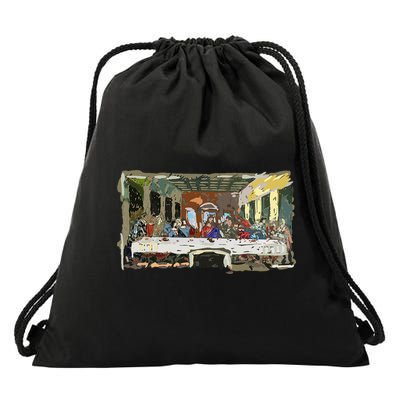 Last Supper Painting Christmas Christian Jesus Style Drawstring Bag