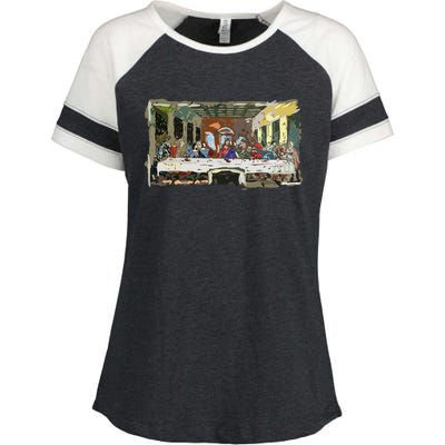 Last Supper Painting Christmas Christian Jesus Style Enza Ladies Jersey Colorblock Tee