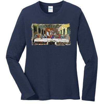 Last Supper Painting Christmas Christian Jesus Style Ladies Long Sleeve Shirt