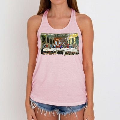 Last Supper Painting Christmas Christian Jesus Style Women's Knotted Racerback Tank