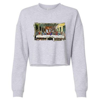 Last Supper Painting Christmas Christian Jesus Style Cropped Pullover Crew