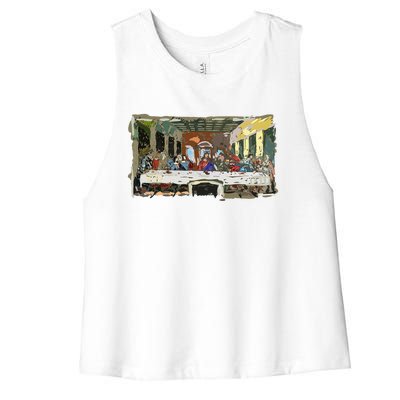 Last Supper Painting Christmas Christian Jesus Style Women's Racerback Cropped Tank