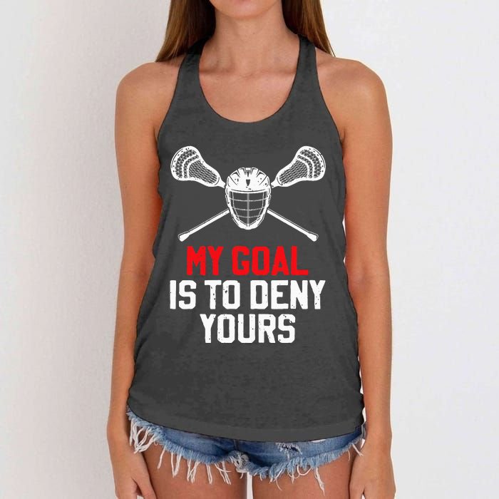 Lacrosse Sport Player Coach Funny Lacrosse Mom Dad Team Joke Women's Knotted Racerback Tank