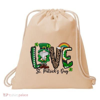 Love St. PatrickS Day Gnome And Shamrock Rainbow Drawstring Bag