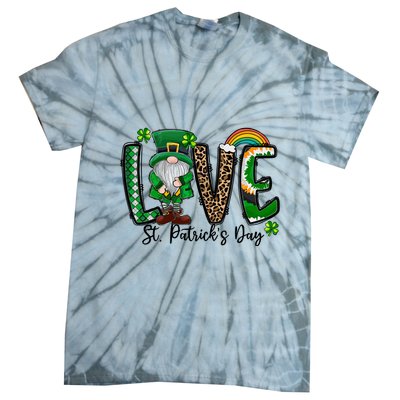 Love St. PatrickS Day Gnome And Shamrock Rainbow Tie-Dye T-Shirt