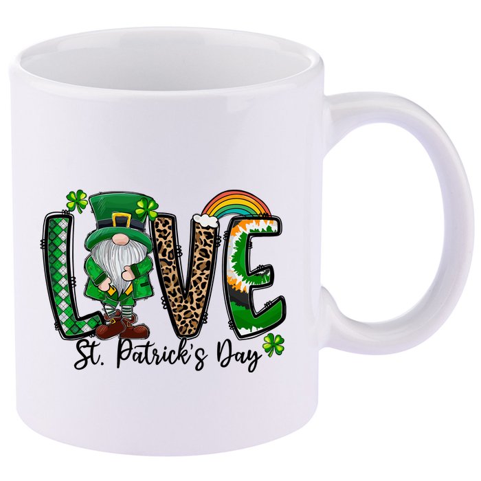 Love St. PatrickS Day Gnome And Shamrock Rainbow 11oz C Handle Ceramic Mug