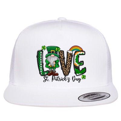 Love St. PatrickS Day Gnome And Shamrock Rainbow Flatbill Hat