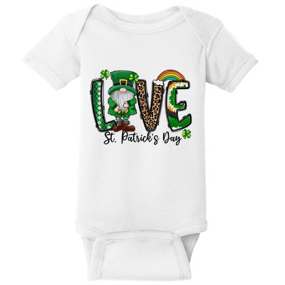 Love St. PatrickS Day Gnome And Shamrock Rainbow Baby Bodysuit