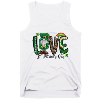 Love St. PatrickS Day Gnome And Shamrock Rainbow Tank Top
