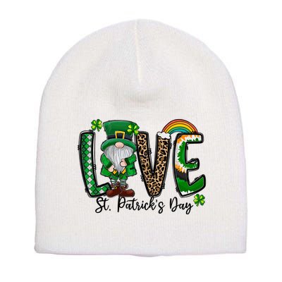 Love St. PatrickS Day Gnome And Shamrock Rainbow Short Acrylic Beanie