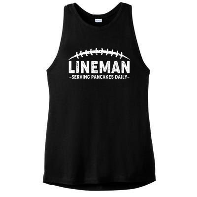 Lineman Serving Pancakes Daily Football Ladies PosiCharge Tri-Blend Wicking Tank