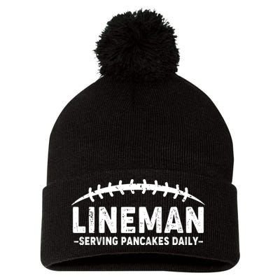 Lineman Serving Pancakes Daily Football Pom Pom 12in Knit Beanie