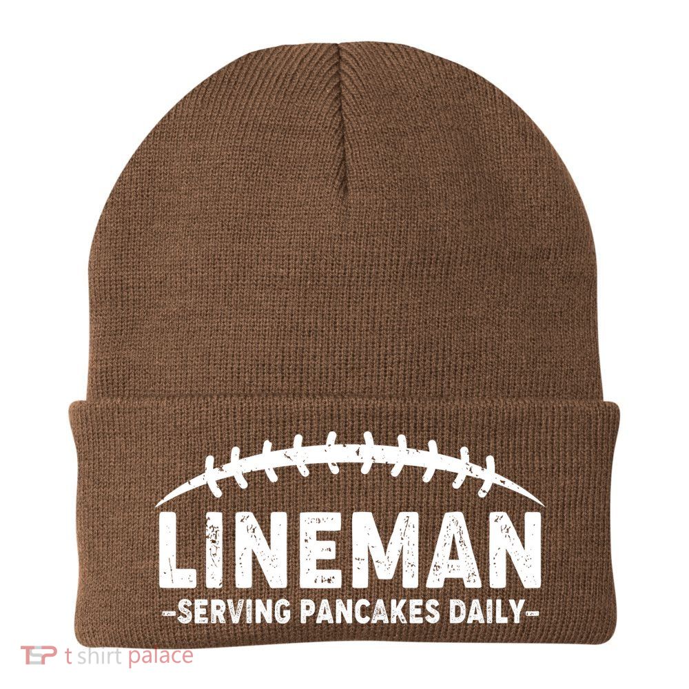 Lineman Serving Pancakes Daily Football Knit Cap Winter Beanie