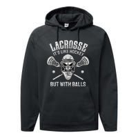 Lacrosse Saying Player Team Trainer Lacrosse Ball Performance Fleece Hoodie