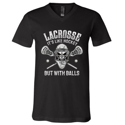 Lacrosse Saying Player Team Trainer Lacrosse Ball V-Neck T-Shirt