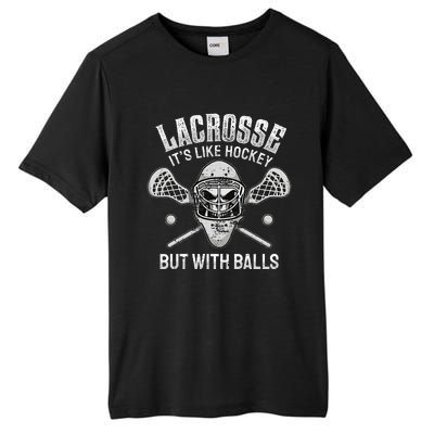 Lacrosse Saying Player Team Trainer Lacrosse Ball Tall Fusion ChromaSoft Performance T-Shirt