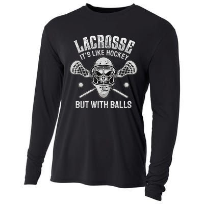 Lacrosse Saying Player Team Trainer Lacrosse Ball Cooling Performance Long Sleeve Crew