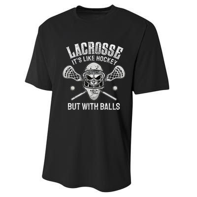 Lacrosse Saying Player Team Trainer Lacrosse Ball Performance Sprint T-Shirt